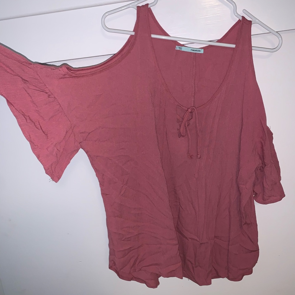 Never really worn pink blouse with shoulder cutout